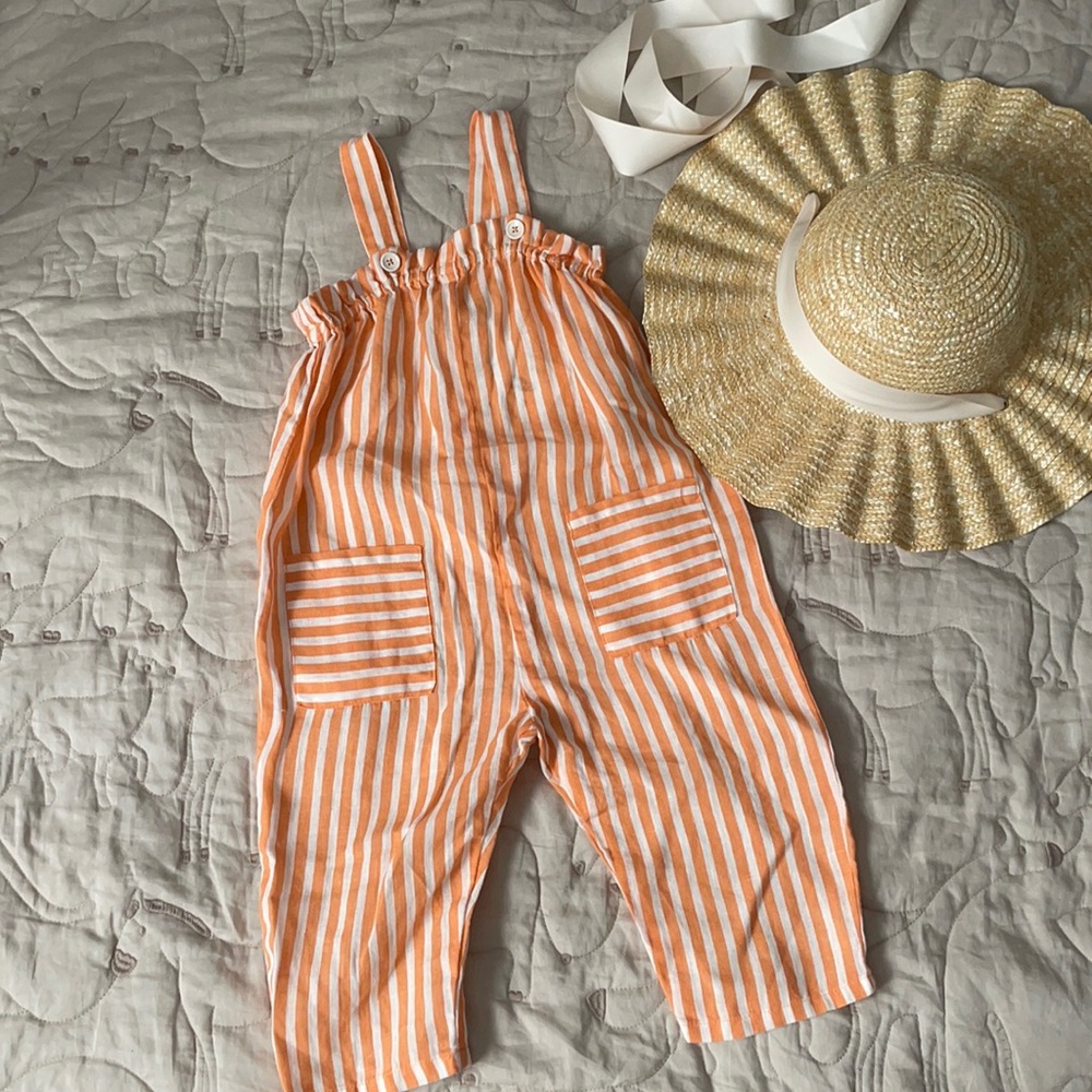 Zara peach stripe romper